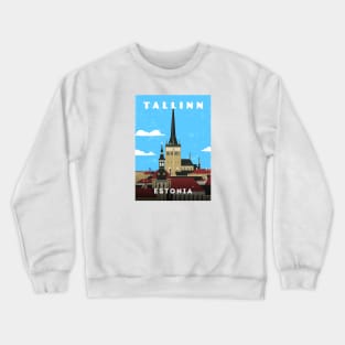 Tallinn, Estonia. Retro travel poster Crewneck Sweatshirt